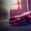 The 2022 BMW M5 sedan in red