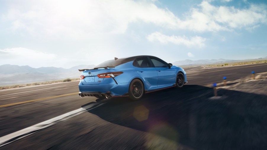 the 2022 toyota camry trd on track showing off why its a great cheap and fast sedan