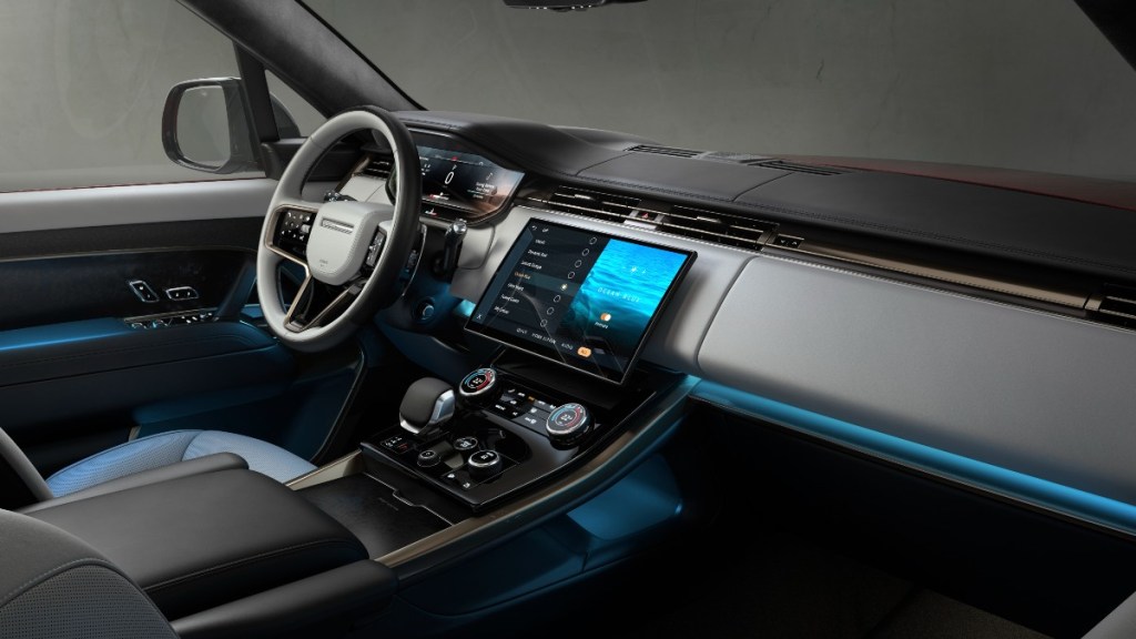 Dashboard and front seats in 2023 Land Rover Range Rover Sport, highlighting its release date and price