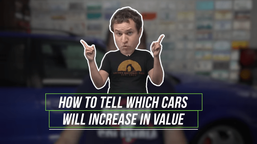 The cover photo of Doug Demuro for his video about predicting future values.