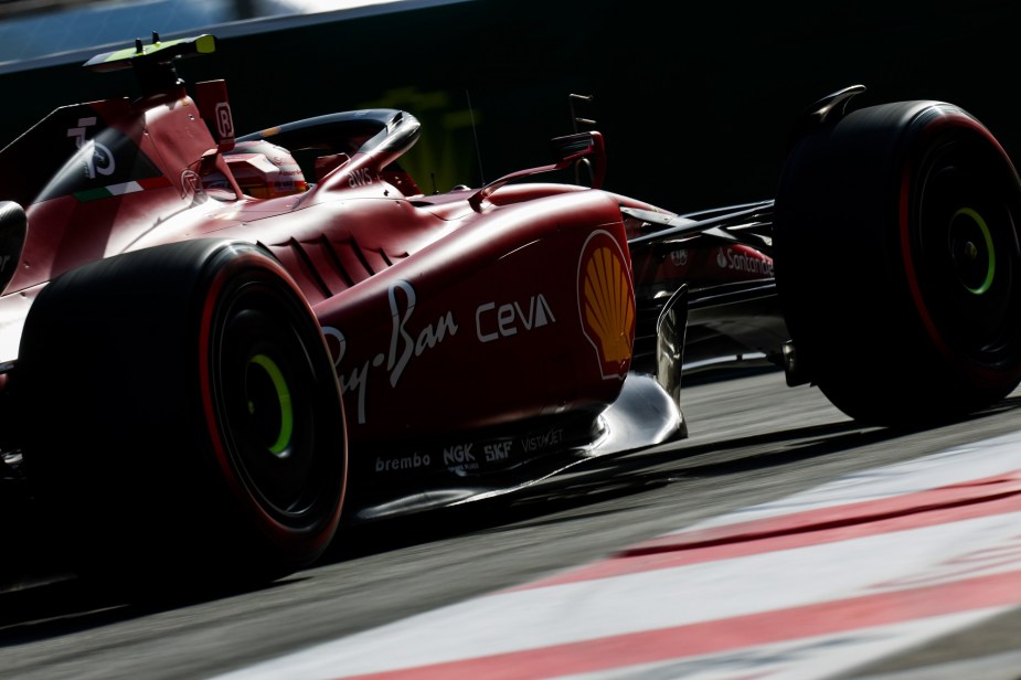 The Scuderia Ferrari car is Carlos Sainz's mount.