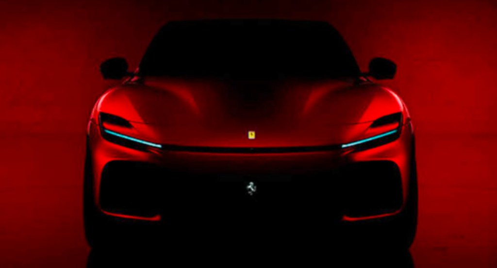 A red Ferrari Purosangue concept. 