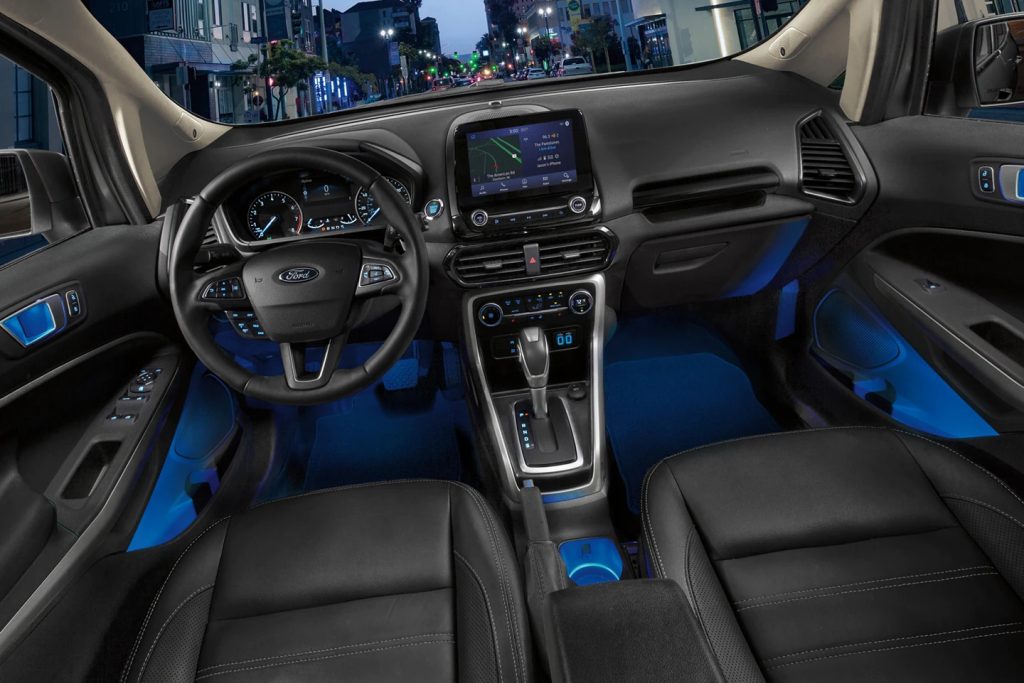 Interior of the 2022 Ford EcoSport. It is in last place according to MotorTrend. 