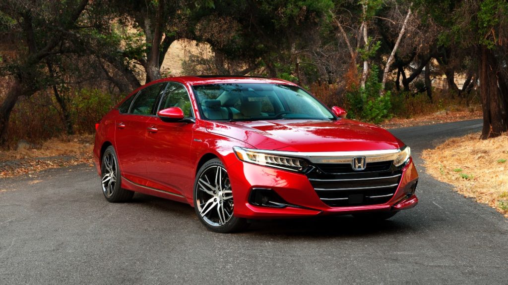 Front angle view of red 2022 Honda Accord