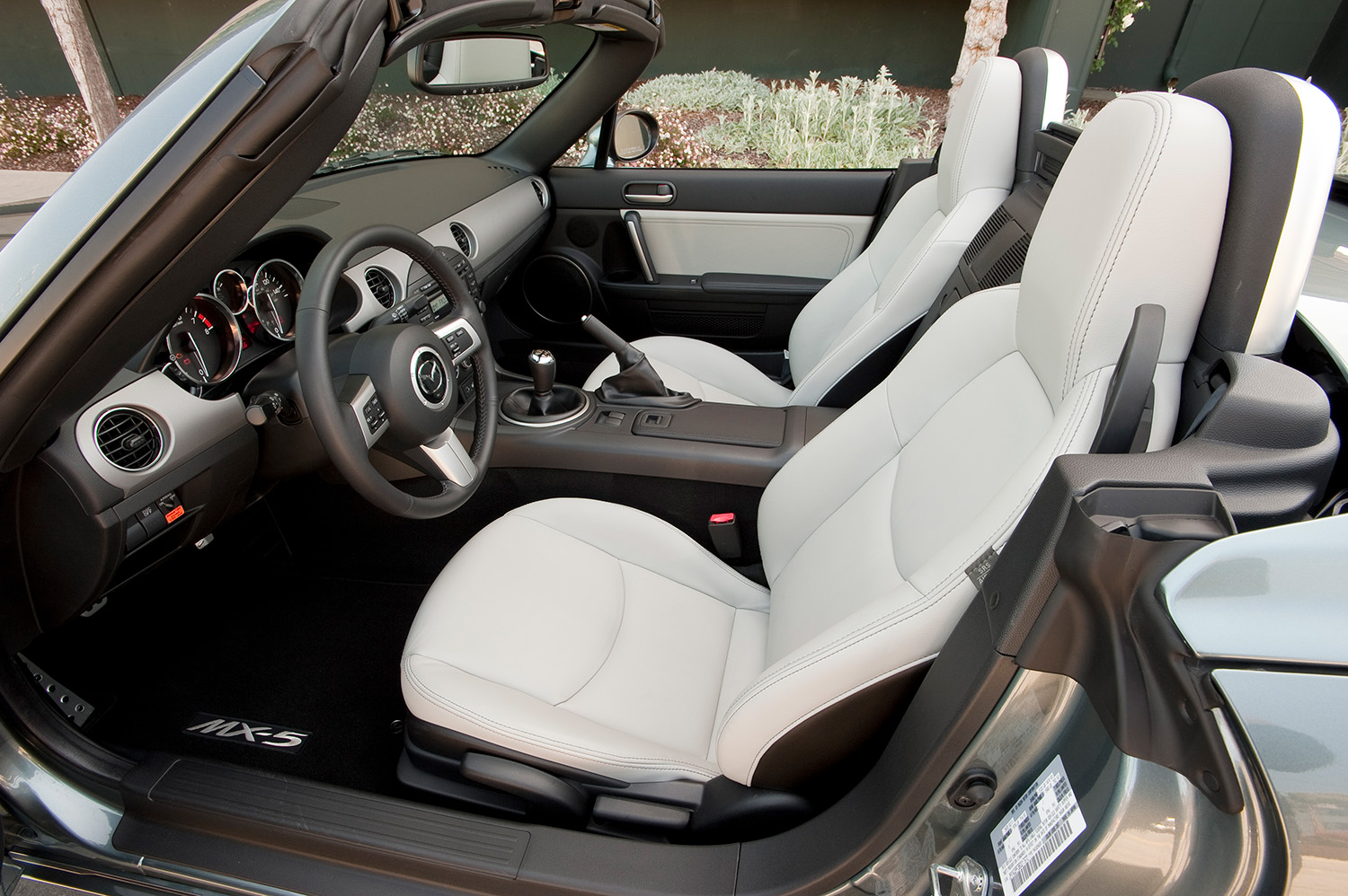 White Interior of 2012 NC Mazda MX-5  Mazda Miata the highest rated used affordable sports car from consumer reports