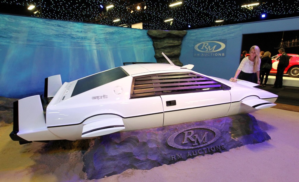 James Bond's Lotus Esprit Submarine on display, now owned by Elon Musk. 