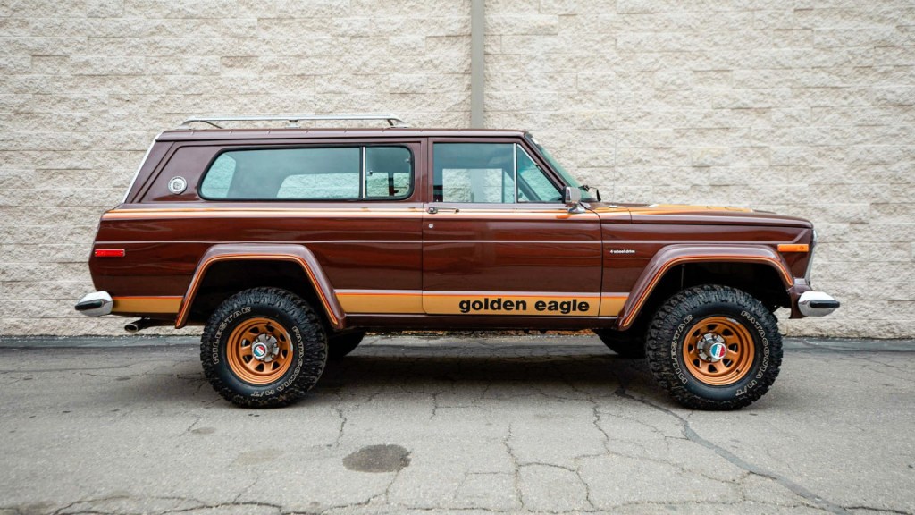 profile view of a 1978 Jeep Cherokee Golden Eagle, the first SUV