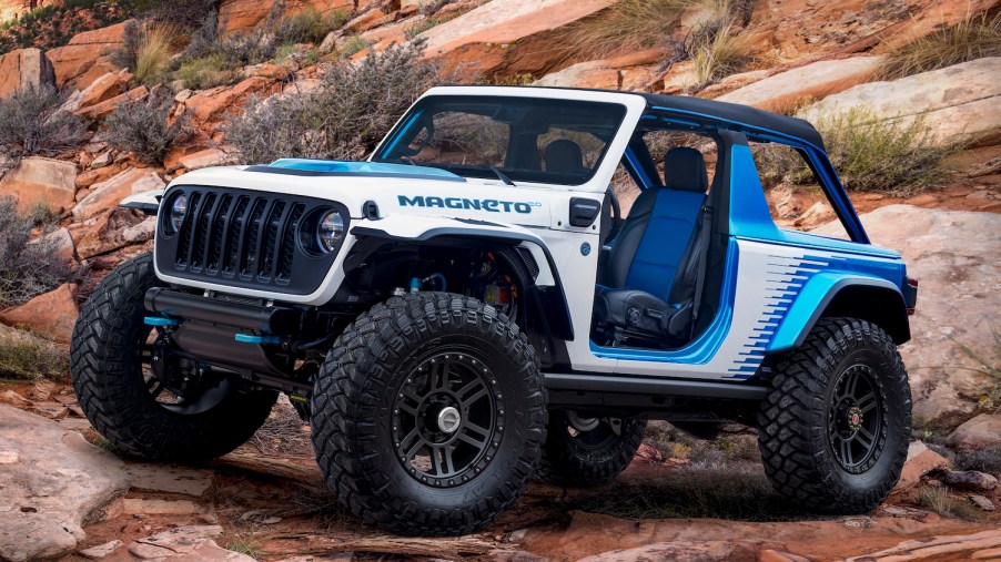 The all-new Jeep Magneto 4x4 EV concept in the desert of Utah.
