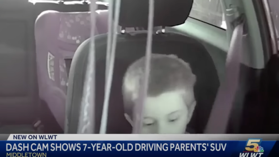 A 7-year-oldDash cam footage of a kid driving a Kia Sportage
