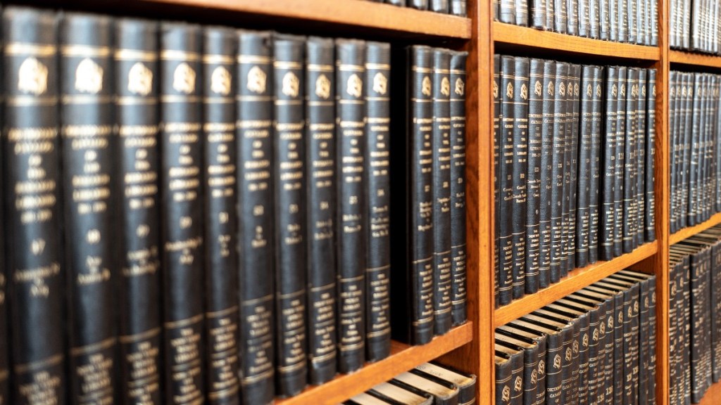 law books on a bookshelf