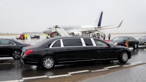 A limo/limousine for King Willem-Alexander of the Netherlands and Queen Maxima at the Berlin Brandenburg Airport in Germany