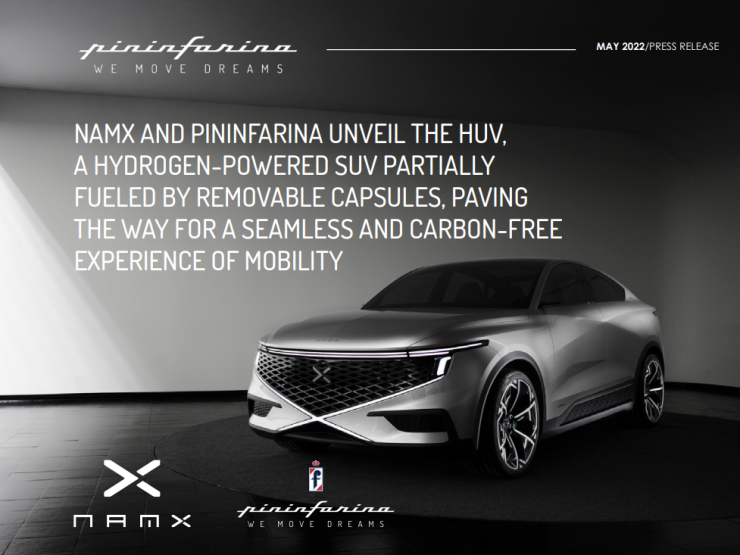 Thew new Pininfarina-designed SUV from NAMX is hydrogen powered. 
