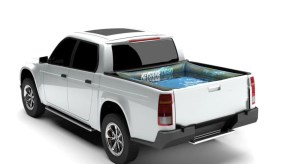 The Keystone Light pickup truck pool fits in many standard truck beds