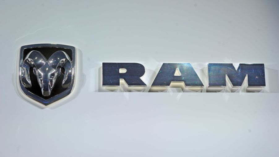 A chrome Ram logo on a white background.