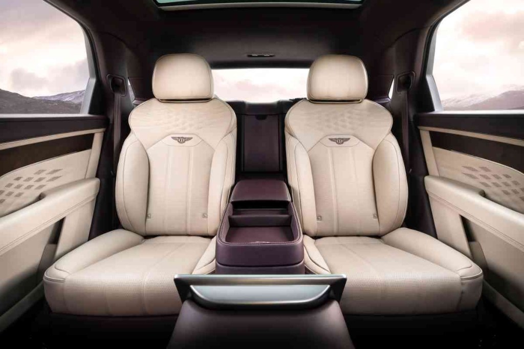 Rear seats in 2023 Bentley Bentayga EWB (Extended Wheelbase), highlighting its release date and price