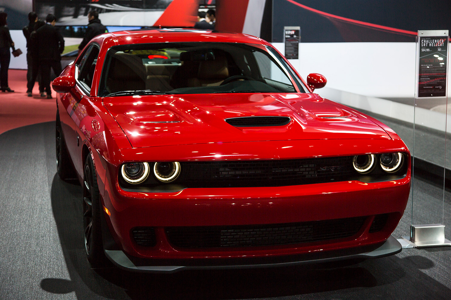 Red Tri-Coat 2016 Dodge Challenger Hellcat SRT on Display at LA Auto Show in 2015