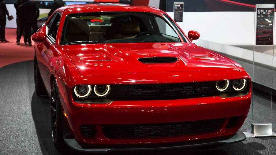 Red Tri-Coat 2016 Dodge Challenger Hellcat SRT on Display at LA Auto Show in 2015
