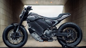 S2 Del Mar electric motorcycle in profile in black and white. Harley-Davidson has come a long way