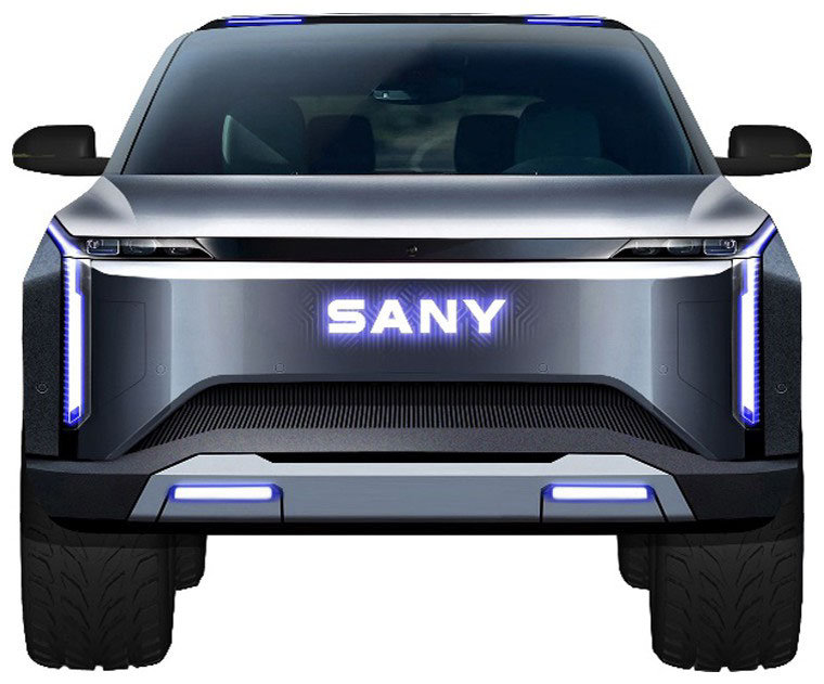 This Sany Chinese battery electric pickup looks like a combination of a Tesla Cybertruck and GMC Hummer EV
