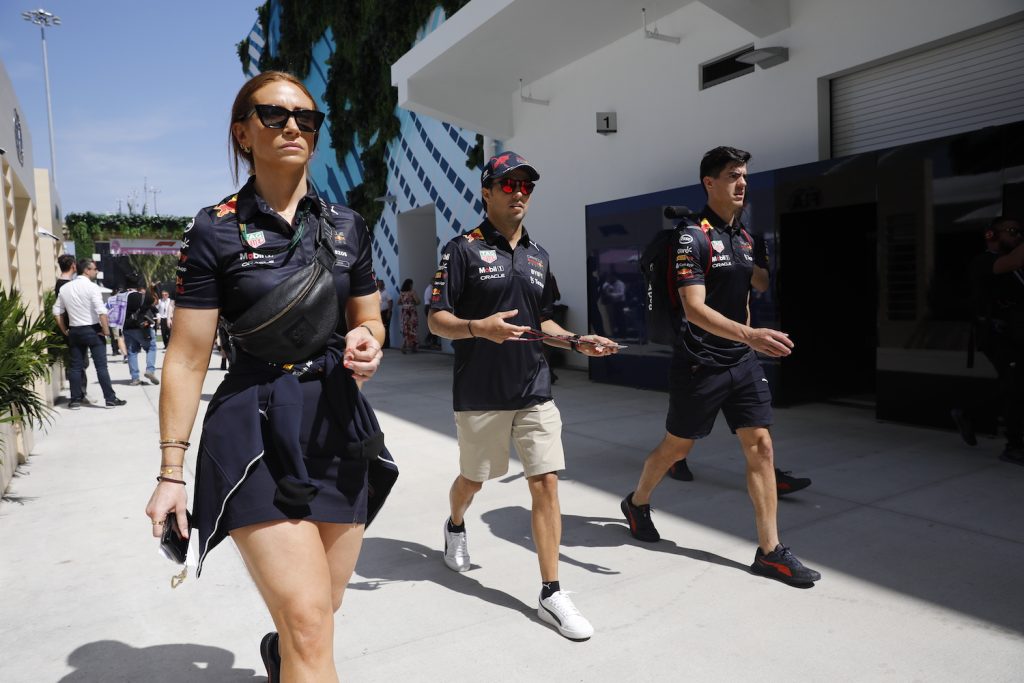 Sergio "Checo" Pérez Mendoza and his team arriving in Miami for the Grand Prix Formula One race.