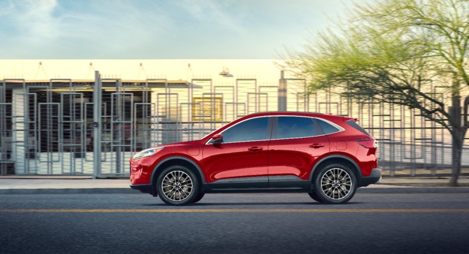 Side view of Rapid Red 2022 Ford Escape PHEV