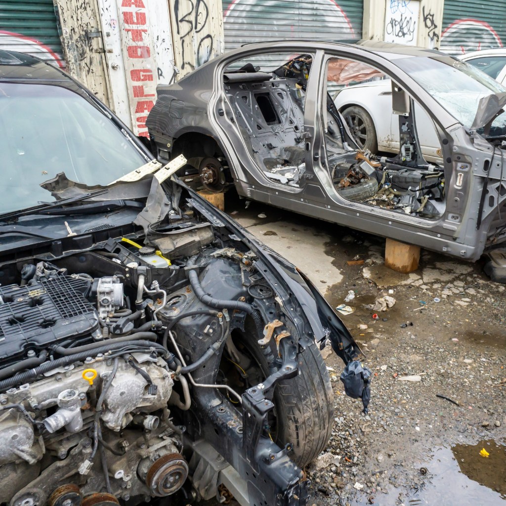 Stripped Cars Outside a Chop Shop. Are these cars part of a car theft ring?