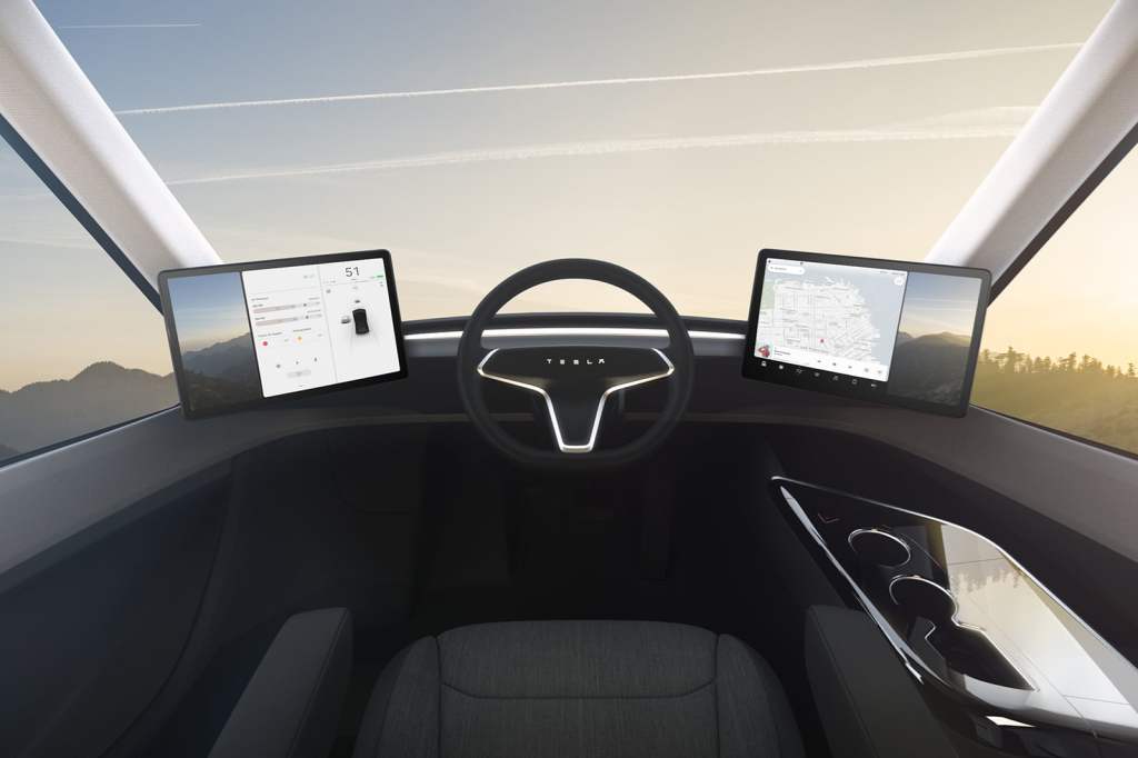 A Telsa Semi truck interior, preorders cost $20,000 for the electric monster.