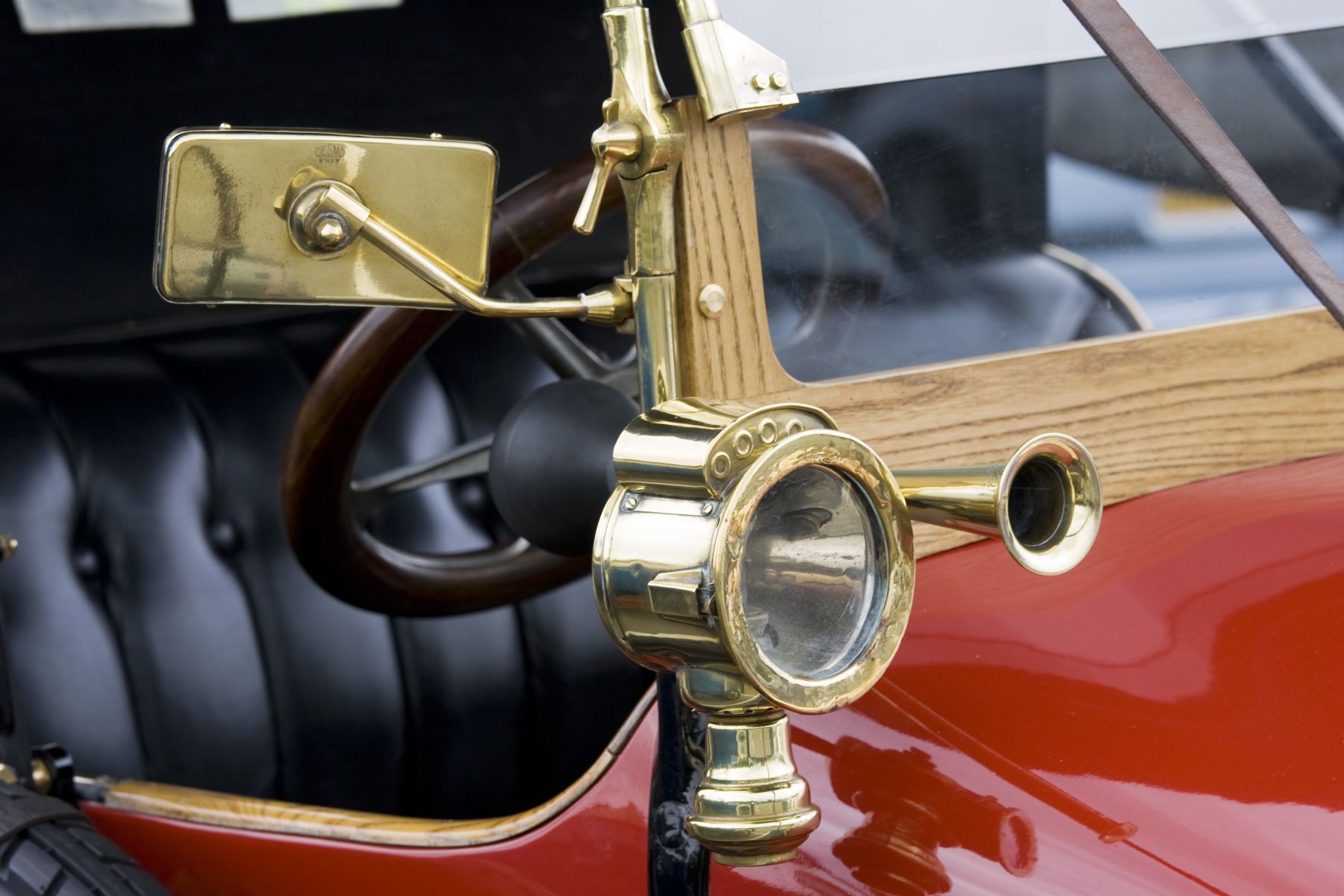A 1912 Clement-Bayard car with a vintage car horn seen in Gloucestershire, United Kingdom