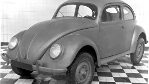 An original production Volkswagen Beetle Type 1 model from 75 years ago in Wolfsburg