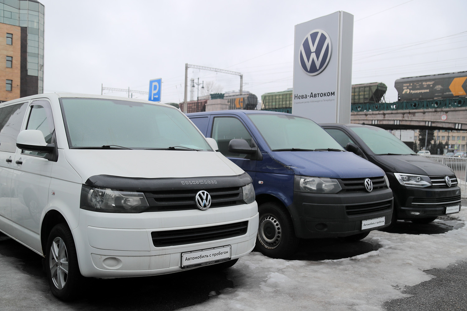 Volkswagen Dealership in St Petersburg Russia full of new cars unsold