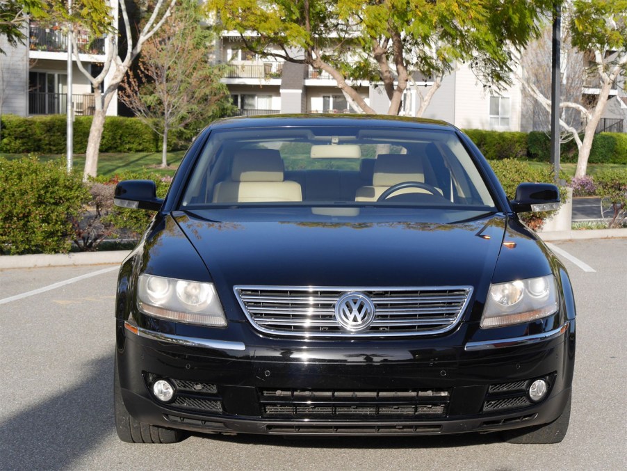 Front end shot of a black 2004 Volkswagen Phaeton W12 Premier Edition on Cars and Bids