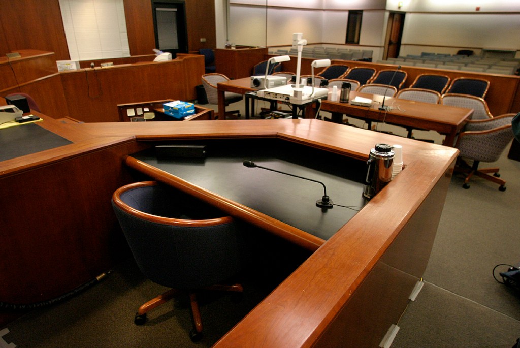 A view of an empty courtroom