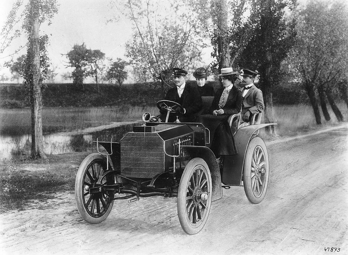One of the first Daimler cars to wear the Mercedes name, the 1901 Mercedes 35 HP motor car. 