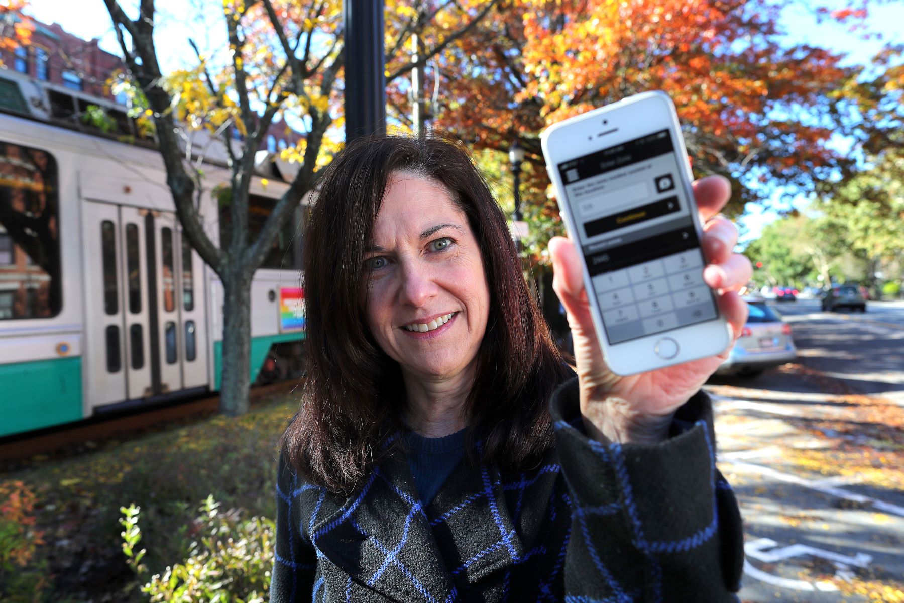 A parking meter app on a smartphone in Brookline, Massachusetts
