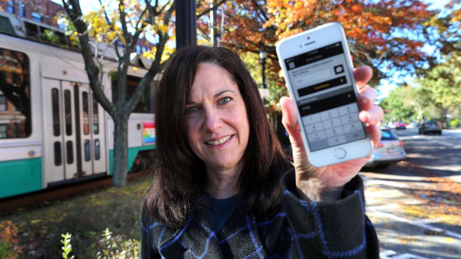 A parking meter app on a smartphone in Brookline, Massachusetts