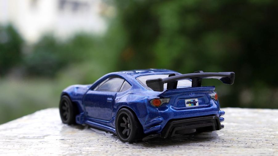 Small model of a blue Subaru BRZ Rocket Bunny