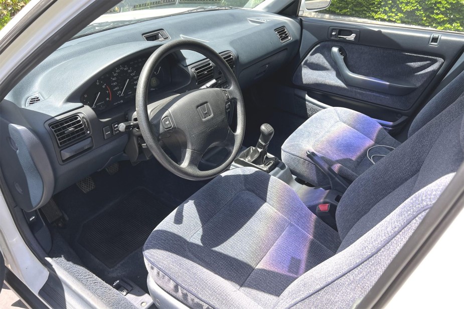 Blue cloth interior of 1992 Honda CB7 Accord