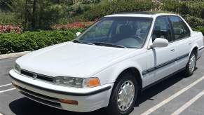 1992 White Honda Accord in parking space CB7 Cars and Bids sold for $8,500