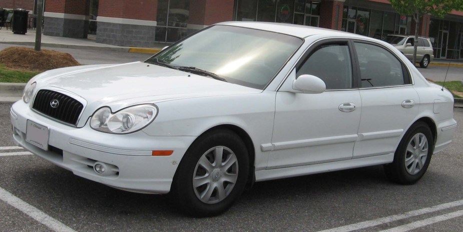 A 2002 to 2005 white Hyundai Sonata