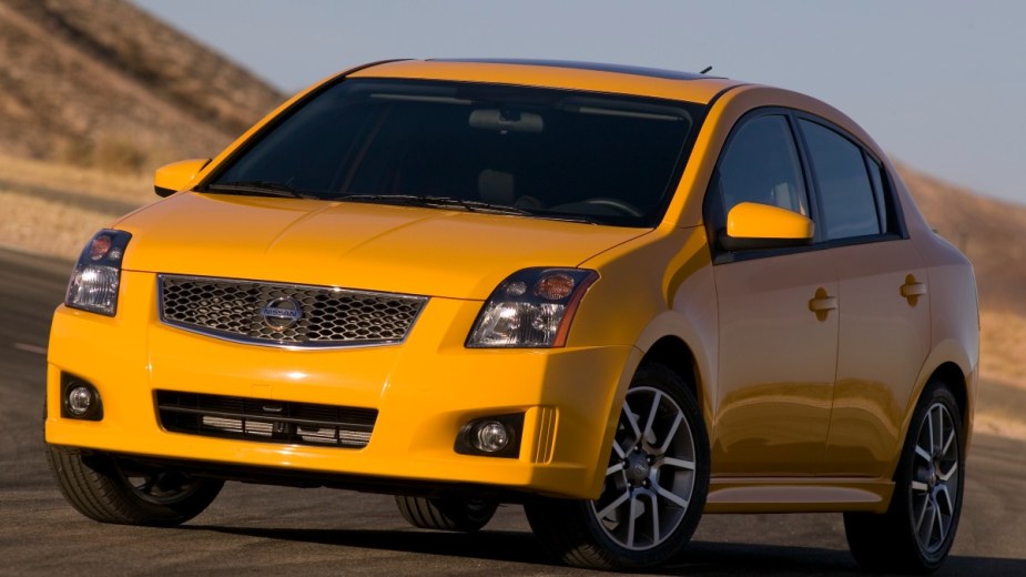 a yellow 2007 nissan sentra se r, one of the fastest nissan sentra models