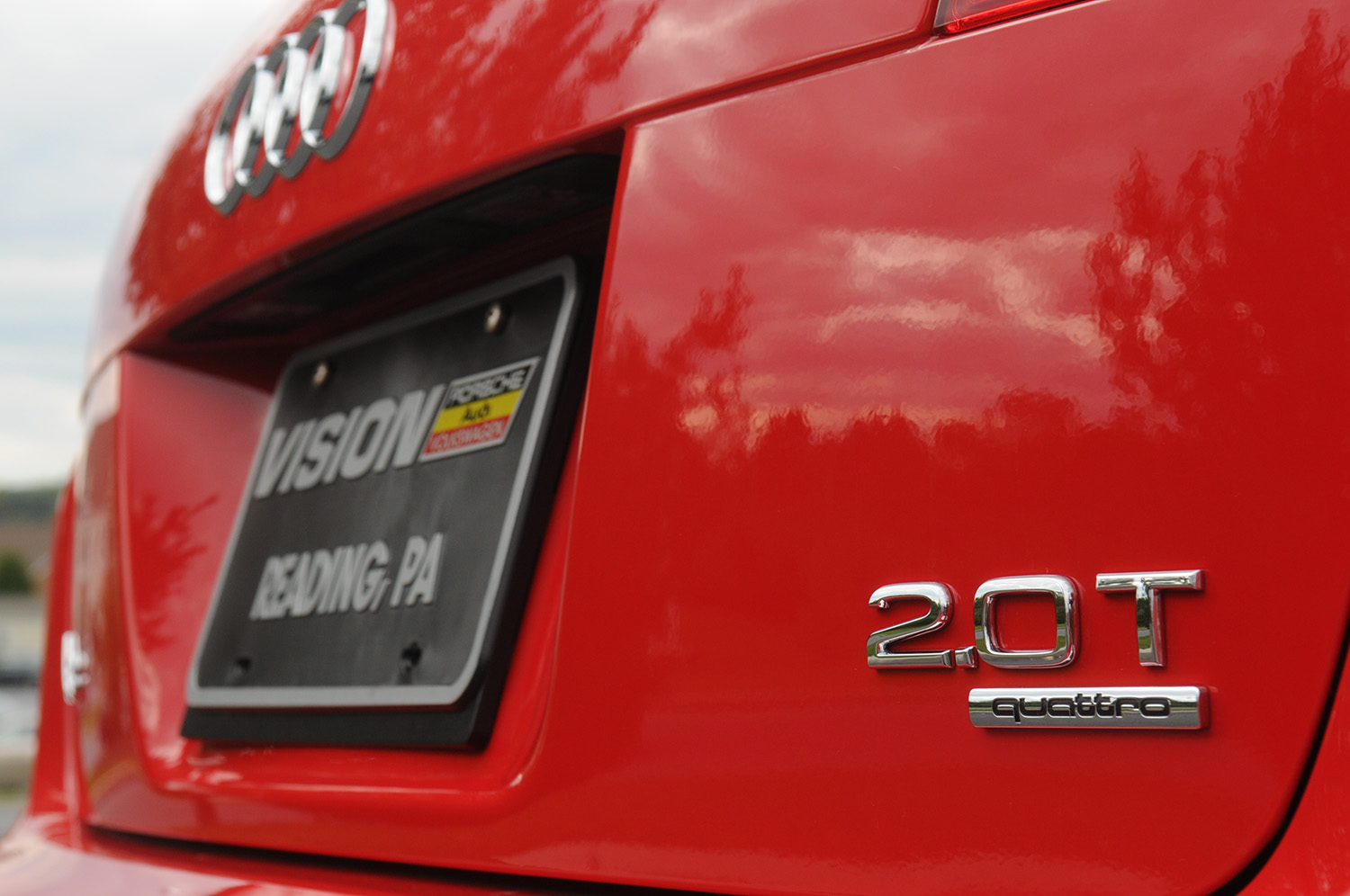 2.0 TFSI engine badge on red 2009 Audi A3 sportback luxury hatchback 