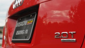 2.0 TFSI engine badge on red 2009 Audi A3 sportback luxury hatchback