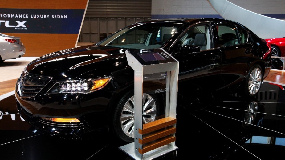 a 2015 acura rlx at an auto show, luxurious looking, no reliability