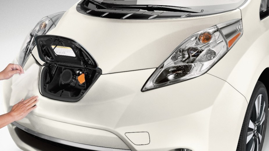 the charging port at the front of the new 2017 nissan leaf