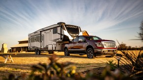 2022 Nissan Titan XD towing a trailer