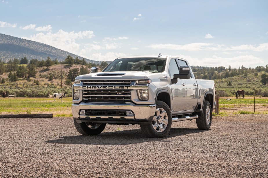 A 2022 Chevrolet Silverado 2500 Harley-Davidson with high ground clearance.