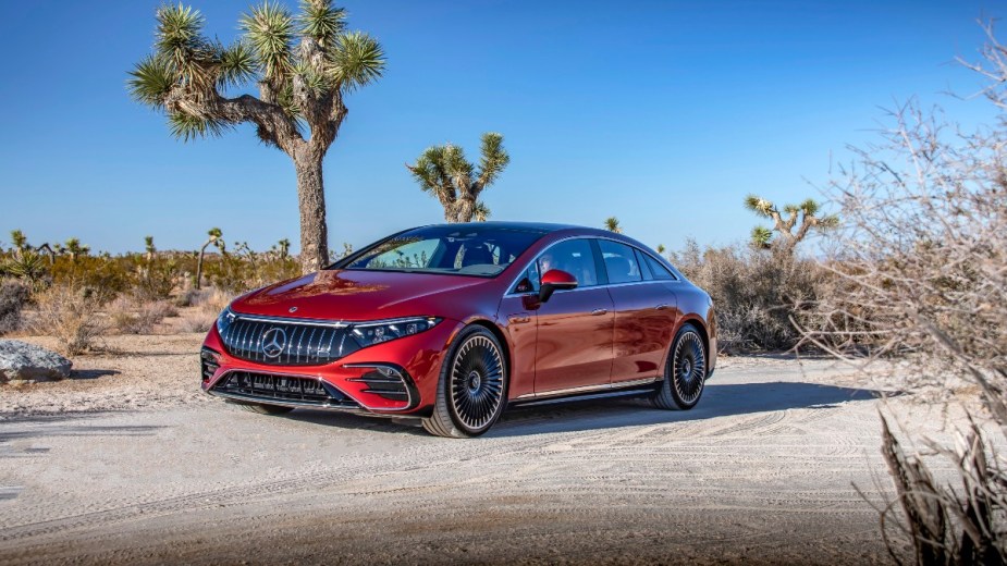 Its not just Tesla that could create a data breech, all connected cars, like this red Mercedes-Benz AMG EQS have that potential