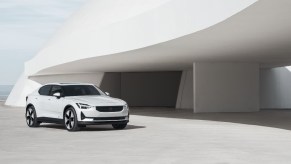 a white 2022 polestar 2, the cheapest luxury electric sedan of 2022