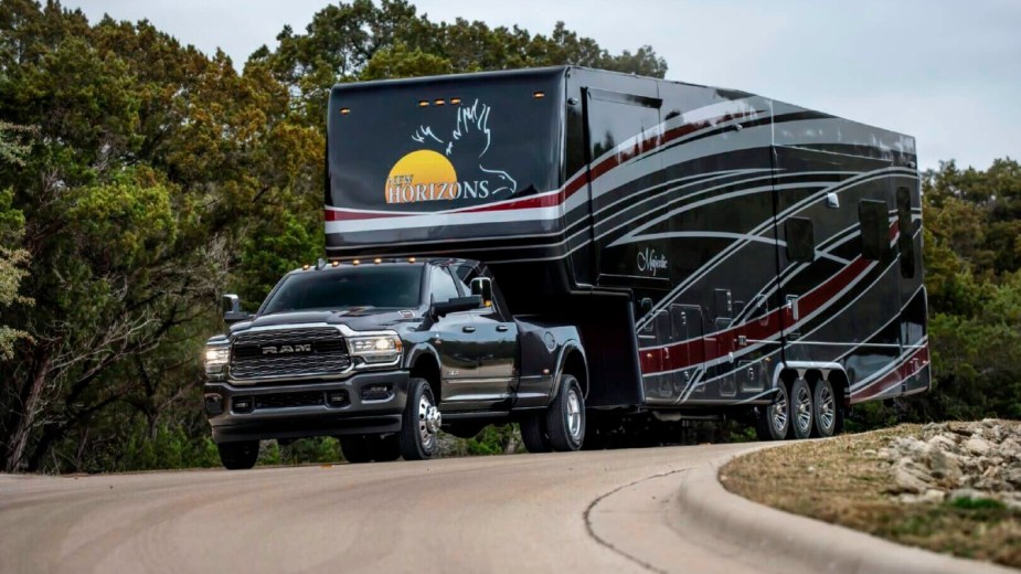 This 2022 Ram 3500 HD Cummins Diesel pulls a travel trailer. Could this power come from a hydrogen engine in the future?