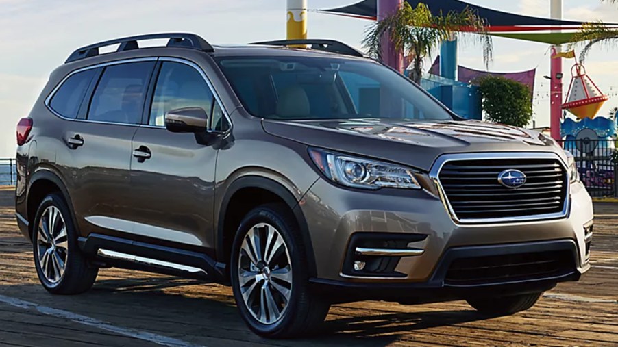A brown 2022 Subaru Ascent midsize SUV is parked outdoors.